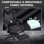 Hoffree Leather Massage Gaming Chair Ergonomic Office PC Chair with Footrest & Adjustable