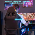 Hoffree Extra Large Massage Gaming Chair Ergonomic Office PC Chair with Bluetooth Speaker & RGB Light