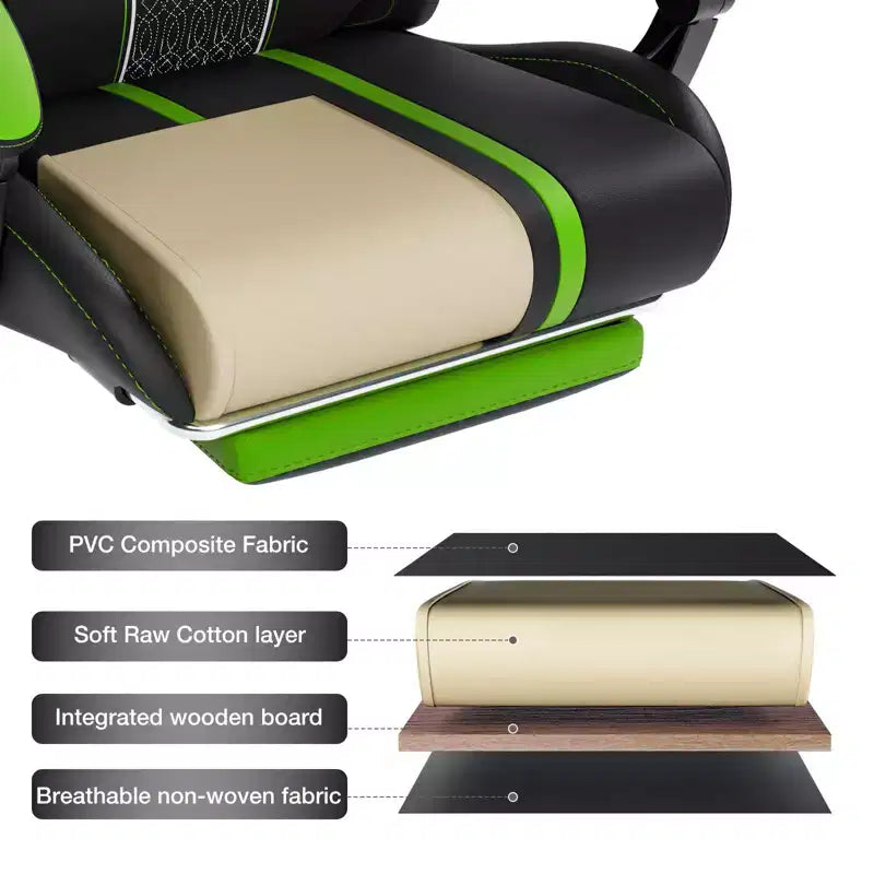 Hoffree Extra Large Massage Gaming Chair Ergonomic Office PC Chair with Bluetooth Speaker & RGB Light