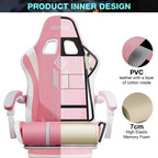 Hoffree Extra Large Massage Gaming Chair Ergonomic Office PC Chair with Bluetooth Speaker & RGB Light