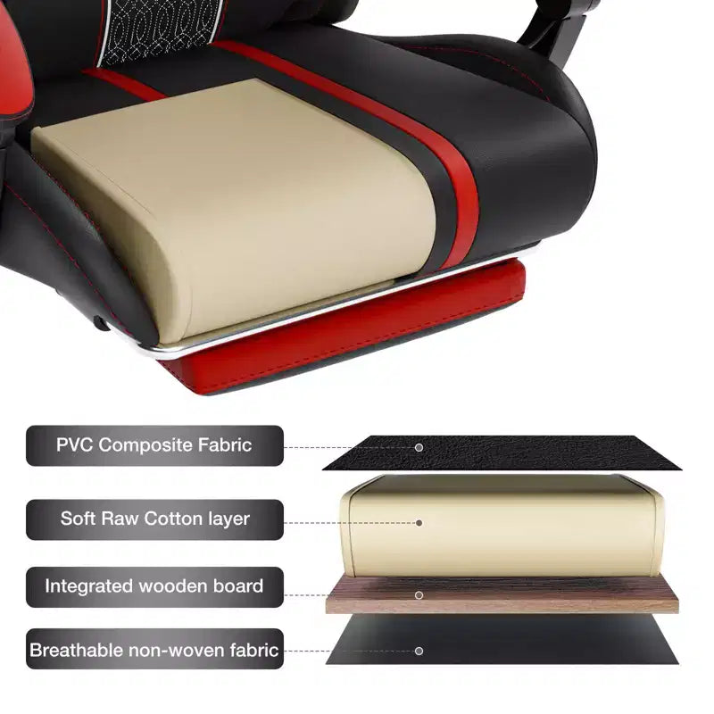 Hoffree Extra Large Massage Gaming Chair Ergonomic Office PC Chair with Bluetooth Speaker & RGB Light