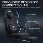 Hoffree Breathable Fabric Massage Gaming Chair Ergonomic Office PC Chair with Footrest & Adjustable