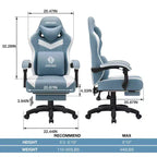Hoffree Breathable Fabric Massage Gaming Chair Ergonomic Office PC Chair with Footrest & Adjustable