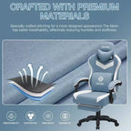 Hoffree Breathable Fabric Massage Gaming Chair Ergonomic Office PC Chair with Footrest & Adjustable