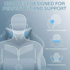 Hoffree Breathable Fabric Massage Gaming Chair Ergonomic Office PC Chair with Footrest & Adjustable