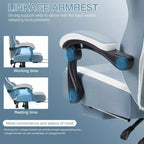 Hoffree Breathable Fabric Massage Gaming Chair Ergonomic Office PC Chair with Footrest & Adjustable