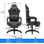 Hoffree Breathable Fabric Massage Gaming Chair Ergonomic Office PC Chair with Footrest & Adjustable