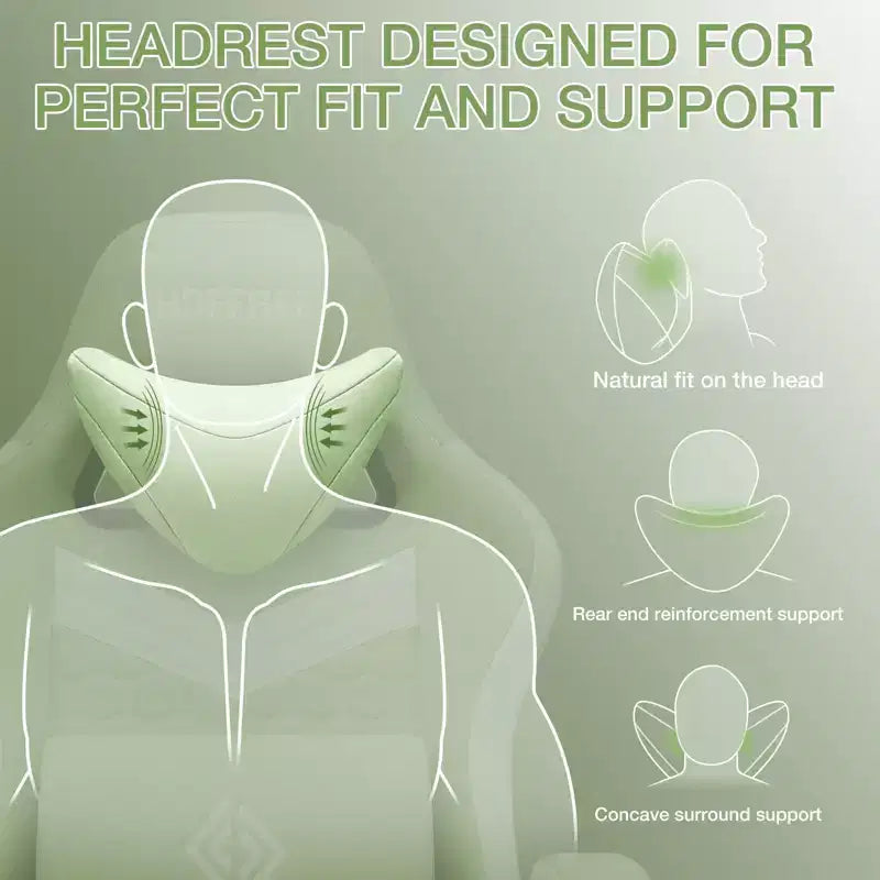 Hoffree Breathable Fabric Massage Gaming Chair Ergonomic Office PC Chair with Footrest & Adjustable