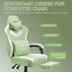 Hoffree Breathable Fabric Massage Gaming Chair Ergonomic Office PC Chair with Footrest & Adjustable