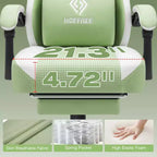 Hoffree Breathable Fabric Massage Gaming Chair Ergonomic Office PC Chair with Footrest & Adjustable