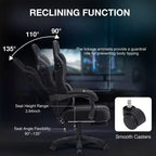 Hoffree Breathable Fabric Massage Gaming Chair Ergonomic Office PC Chair with Bluetooth Speaker & Footrest