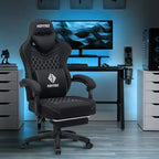 Hoffree Breathable Fabric Massage Gaming Chair Ergonomic Office PC Chair with Bluetooth Speaker & Footrest