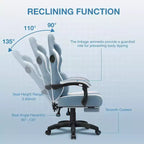 Hoffree Breathable Fabric Massage Gaming Chair Ergonomic Office PC Chair with Bluetooth Speaker & Footrest