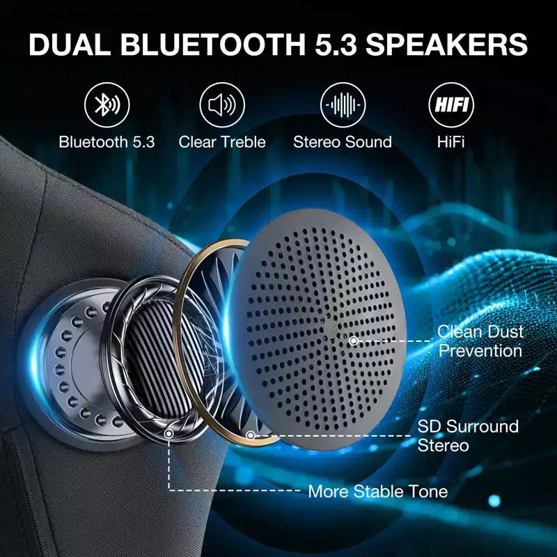 Hoffree Breathable Fabric Massage Gaming Chair Ergonomic Office PC Chair with Bluetooth Speaker & Footrest