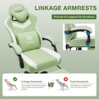 Hoffree Breathable Fabric Massage Gaming Chair Ergonomic Office PC Chair with Bluetooth Speaker & Footrest