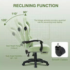 Hoffree Breathable Fabric Massage Gaming Chair Ergonomic Office PC Chair with Bluetooth Speaker & Footrest