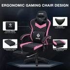Hoffree Breathable Fabric Massage Gaming Chair Ergonomic Office PC Chair with Bluetooth Speaker & Footrest