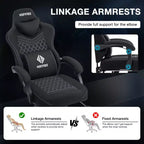 Hoffree Breathable Fabric Massage Gaming Chair Ergonomic Office PC Chair with Bluetooth Speaker & Footrest