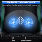 Fauteuil de bureau gaming en cuir Hoffree avec massage, ergonomique, et haut-parleur Bluetooth et repose-pieds