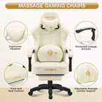 Fauteuil de bureau gaming en cuir Hoffree avec massage, ergonomique, et haut-parleur Bluetooth et repose-pieds
