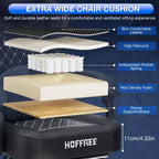 Fauteuil de bureau gaming en cuir Hoffree avec massage, ergonomique, et haut-parleur Bluetooth et repose-pieds