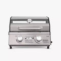 Monument Grills Gas Grill, 2 Burner Stainless Steel Tabletop Portable Propane Gas Grill Camping Cooking with Clearview Glass Lid and Thermometer