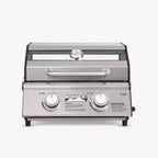 Monument Grills Gas Grill, 2 Burner Stainless Steel Tabletop Portable Propane Gas Grill Camping Cooking with Clearview Glass Lid and Thermometer