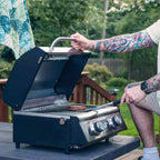 Monument Grills Gas Grill, 2 Burner Stainless Steel Tabletop Portable Propane Gas Grill Camping Cooking with Clearview Glass Lid and Thermometer
