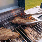 Monument Grills Gas Grill, 2 Burner Stainless Steel Tabletop Portable Propane Gas Grill Camping Cooking with Clearview Glass Lid and Thermometer