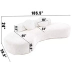 105.5 Curved Minimalist Sofa, Cloud Comfort with 2 Pillows