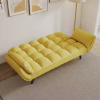 57 Inch Yellow Sofa Soft Two Armrests Throw Pillow Pillow Comfortable Fit Apartment Bedroom Small Space