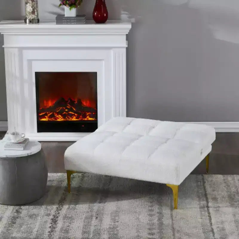 Canapé-lit convertible Futon avec pieds en métal doré Tissu Teddy