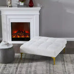 Canapé-lit convertible Futon avec pieds en métal doré Tissu Teddy