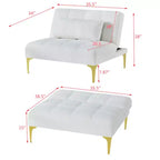 Canapé-lit convertible Futon avec pieds en métal doré Tissu Teddy