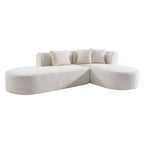 Canapé d'angle 108W avec assise incurvée et surpiqûres larges, parfait pour le salon, la chambre, le bureau, beige/gris-Christopher Knight Home