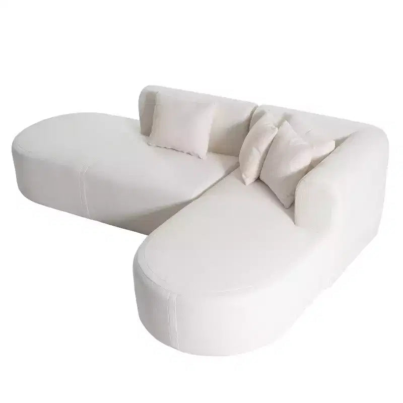 Canapé d'angle 108W avec assise incurvée et surpiqûres larges, parfait pour le salon, la chambre, le bureau, beige/gris-Christopher Knight Home