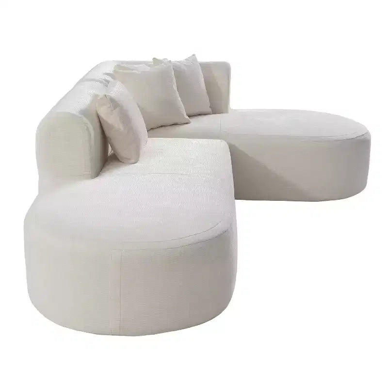 Canapé d'angle 108W avec assise incurvée et surpiqûres larges, parfait pour le salon, la chambre, le bureau, beige/gris-Christopher Knight Home