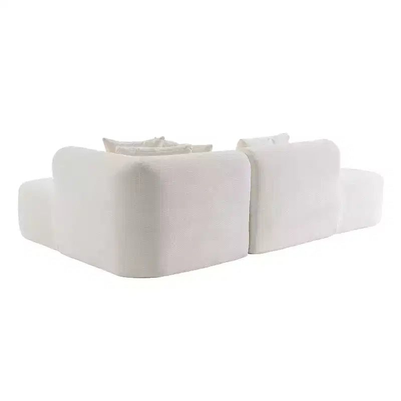 Canapé d'angle 108W avec assise incurvée et surpiqûres larges, parfait pour le salon, la chambre, le bureau, beige/gris-Christopher Knight Home