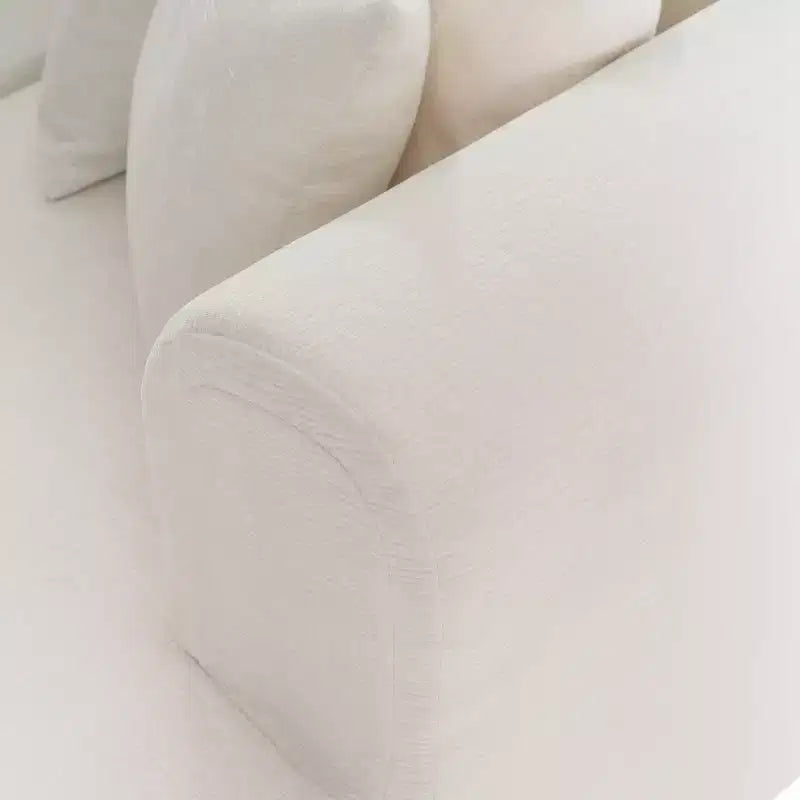 Canapé d'angle 108W avec assise incurvée et surpiqûres larges, parfait pour le salon, la chambre, le bureau, beige/gris-Christopher Knight Home
