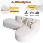 Canapé d'angle 108W avec assise incurvée et surpiqûres larges, parfait pour le salon, la chambre, le bureau, beige/gris-Christopher Knight Home