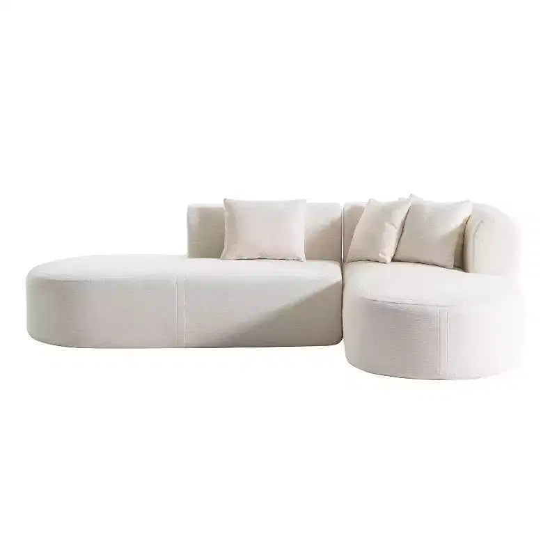Canapé d'angle 108W avec assise incurvée et surpiqûres larges, parfait pour le salon, la chambre, le bureau, beige/gris-Christopher Knight Home