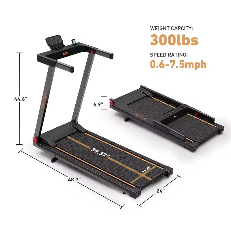 Tapis de course intelligent pliable DeerRun A1 avec inclinaison de 6 % - Compatible Bluetooth et télécommande sans fil