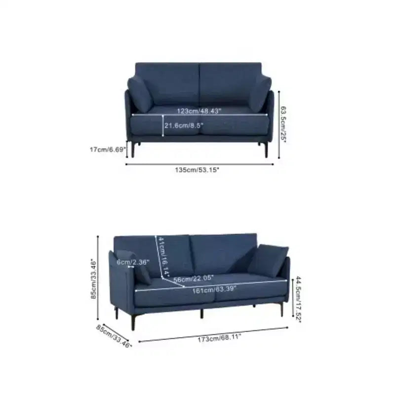 Canapé 2 places polyvalent : parfait pour les séjours, les chambres et les bureaux, inclut 2 oreillers et des pieds en métal.