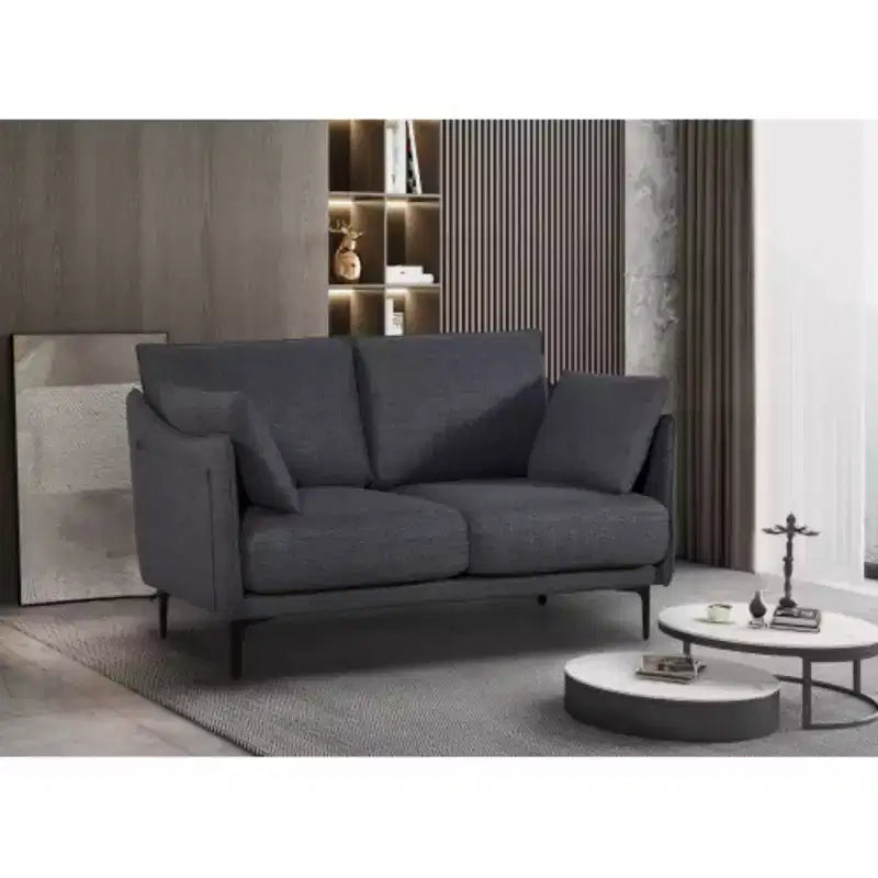 Versatile 2-Seater Sofa: Perfect for Primary Living Spaces, Bedrooms, and Offices, Includes 2 Pillows and Metal Legs.