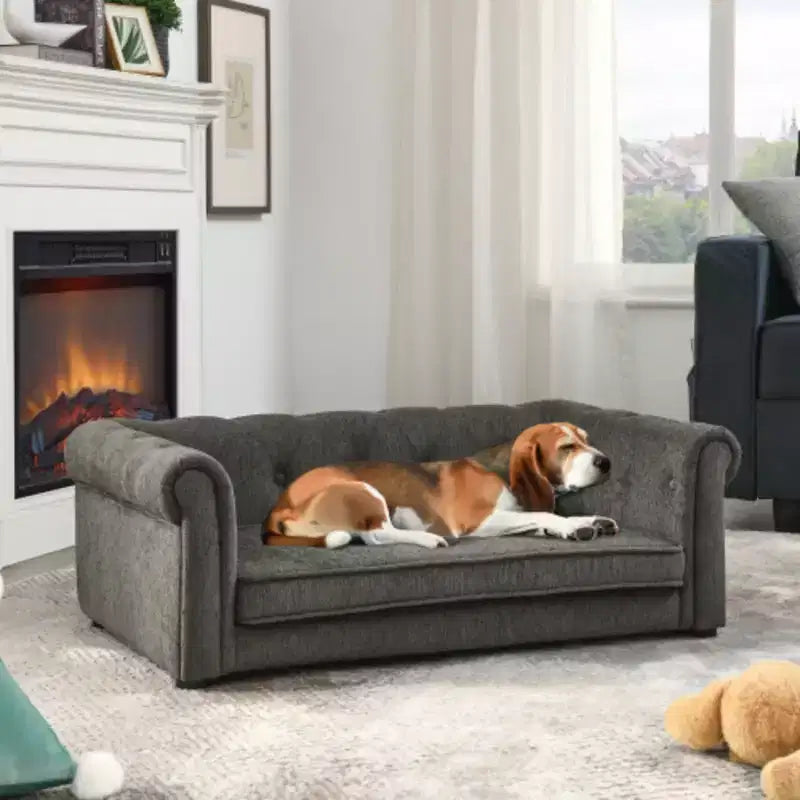Comfort and Style for Your Pet: Beige Elevated Rectangle Dog Bed, Durable Design