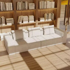 Canapé moderne Famapy en tissu moelleux beige avec coussins assortis : confort et style pour votre intérieur