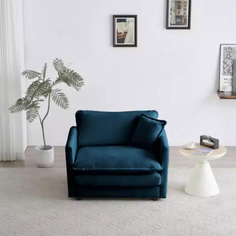 Plush Single Seat Sofa: White Chenille, Perfect for Reading