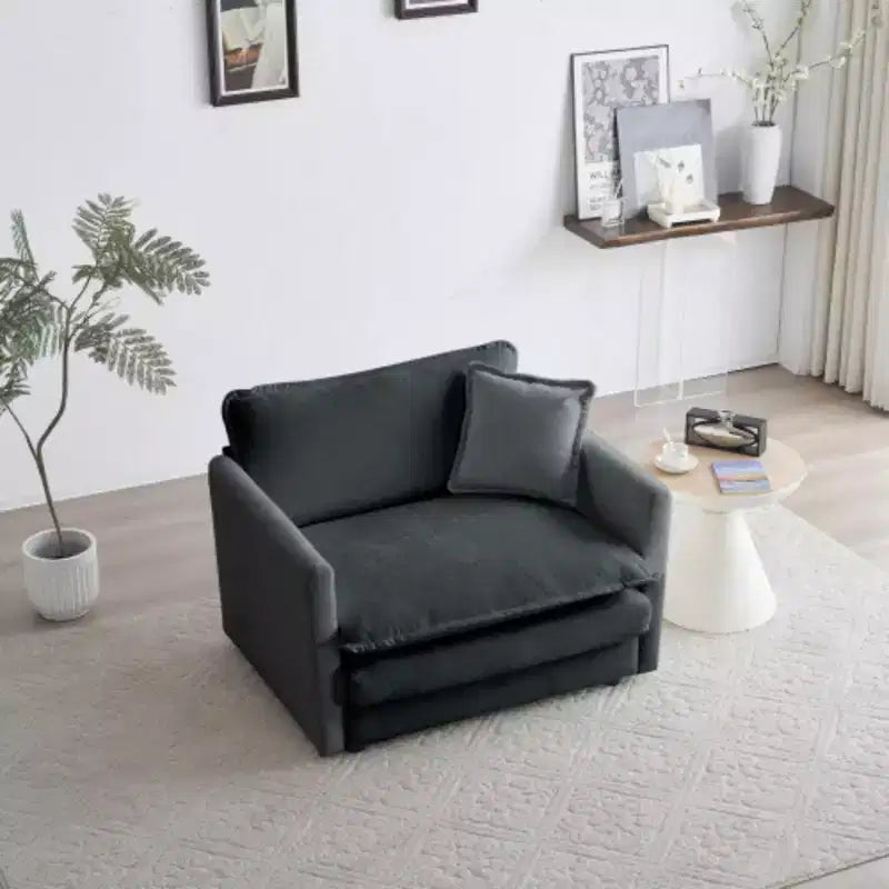 Plush Single Seat Sofa: White Chenille, Perfect for Reading