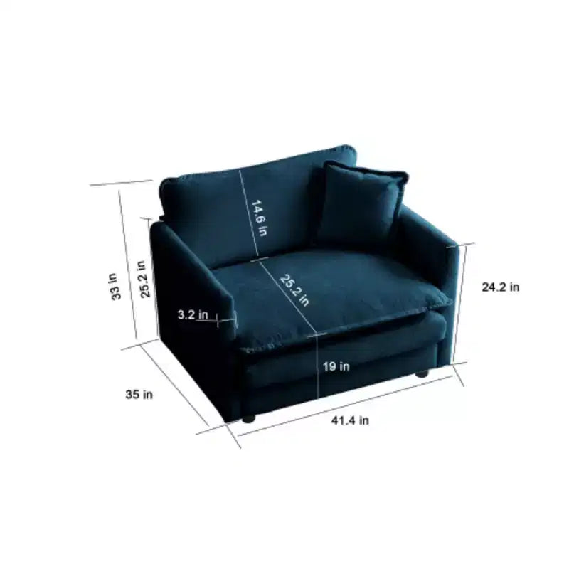 Paire Moderne de Fauteuils de Salon en Chenille Peluche avec Coussins Amovibles