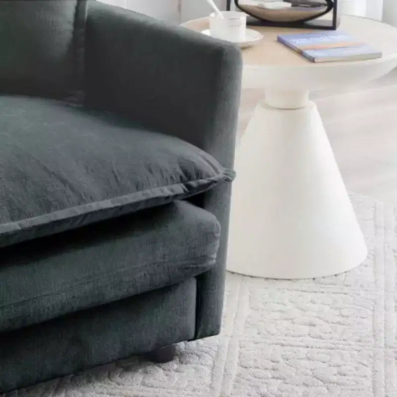 Paire Moderne de Fauteuils de Salon en Chenille Peluche avec Coussins Amovibles